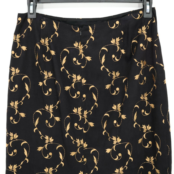 Kelly and Diane Skirt Womens 12 Black Gold Floral Embroidered Beads Zip Lined - Picture 8 of 11